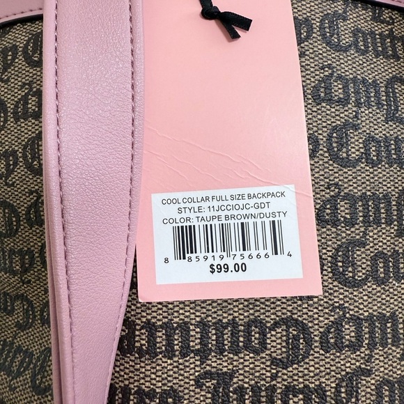 NWT Juicy Couture “Cool Collar” Full Sized Backpack, Pink and Brown - Picture 7 of 7
